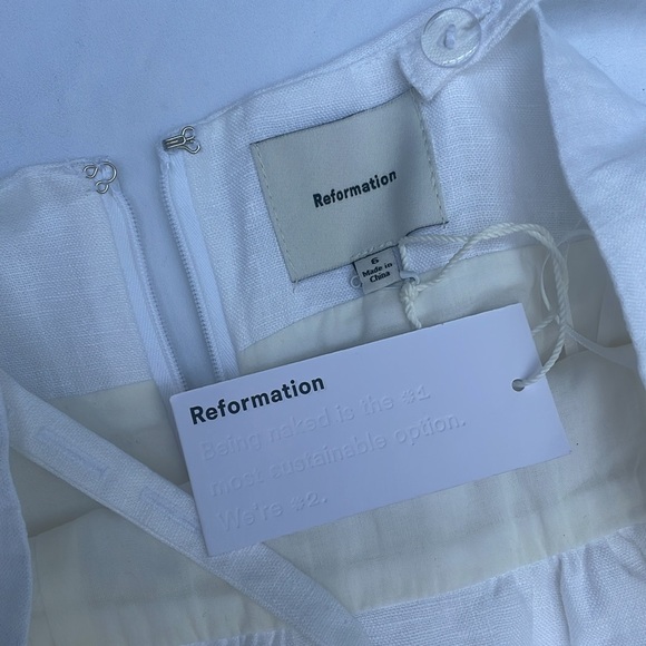 NWT Reformation Ainsley White Lace-Up Chemise - Picture 5 of 6